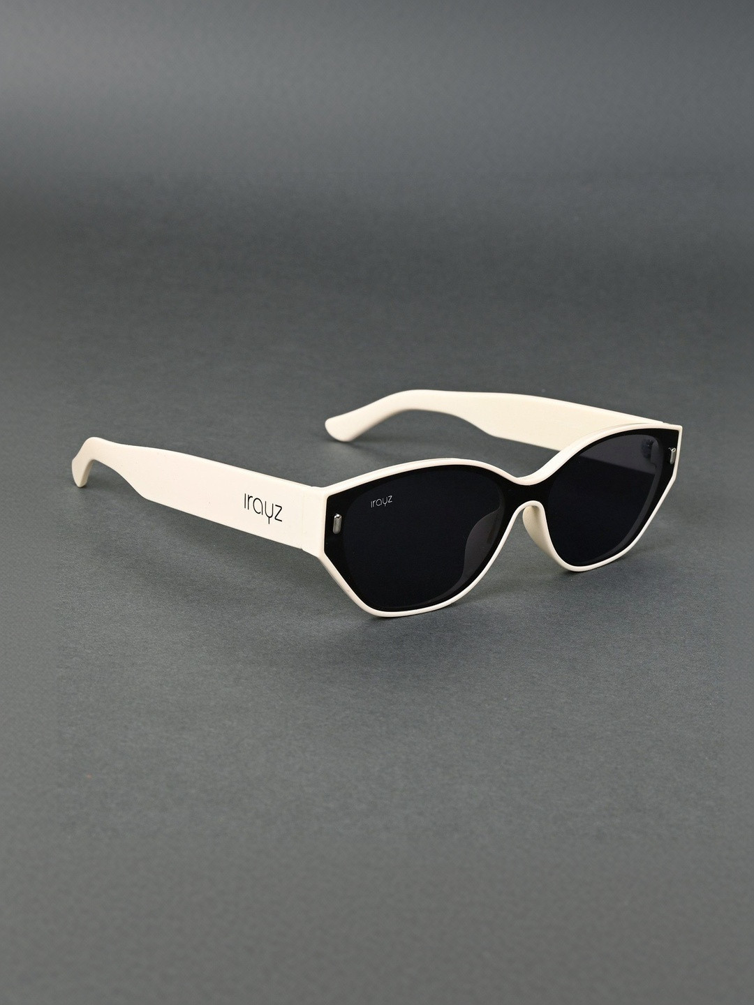Irayz Unisex Black Lens & White Cateye Sunglasses with