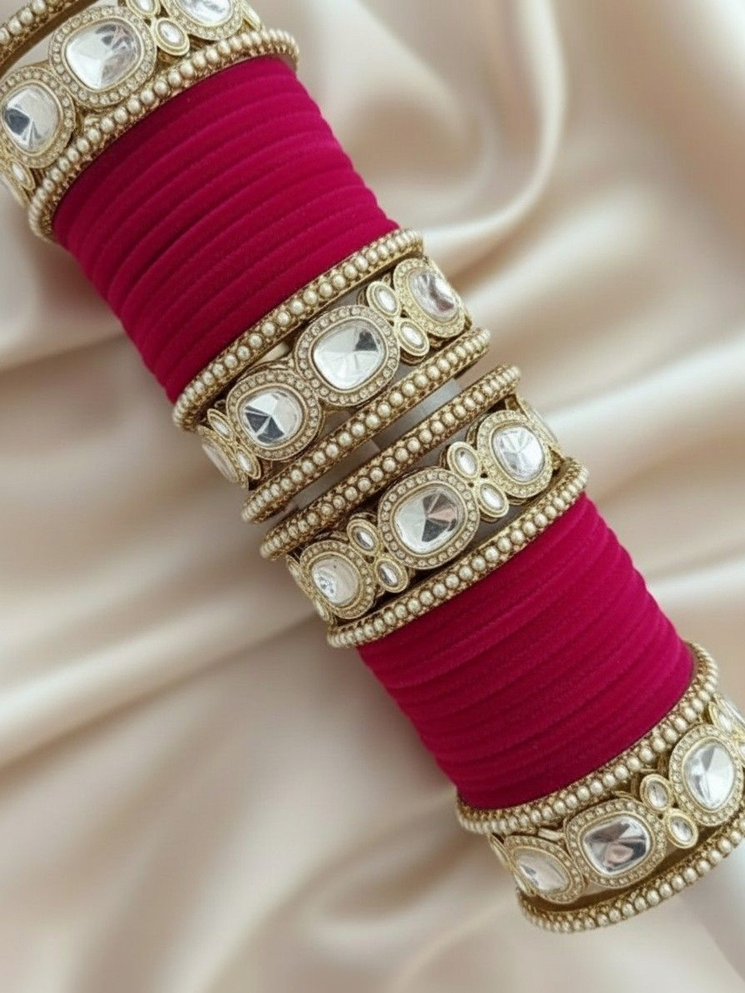 BeautyTrends Set Of 44 Gold-Plated Kundan Stone Studded Bangle