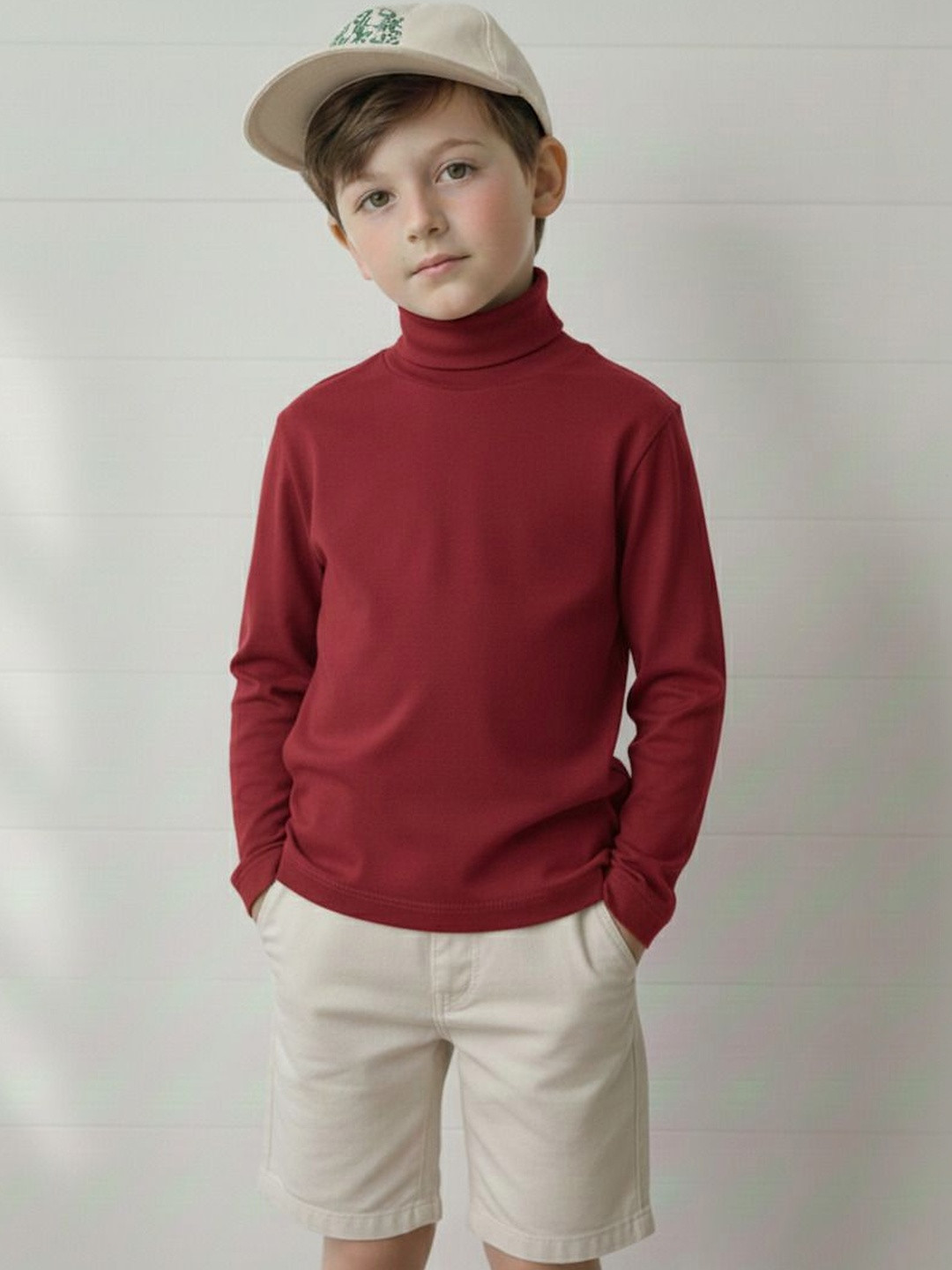 CLOTHIFY Boys Cotton High Neck Tshirts