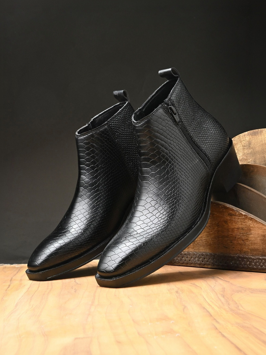 The Roadster Lifestyle Co Men Square Toe Zip Chelsea Boots