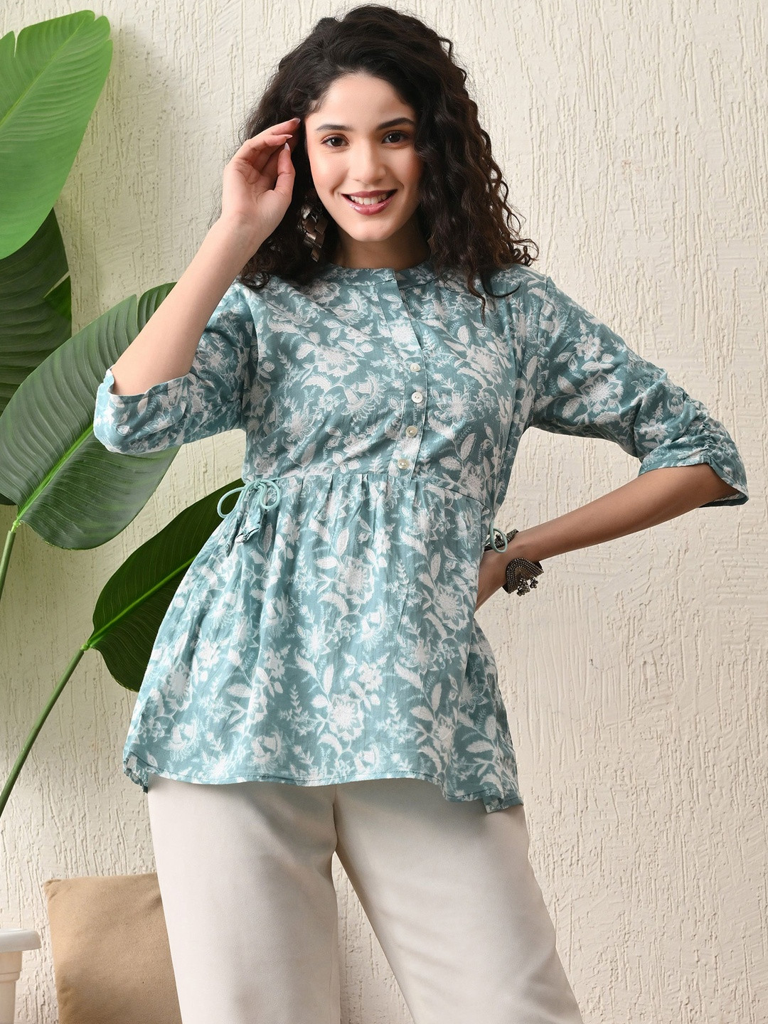 Tulsiram Mandarin Collar Printed Tunic