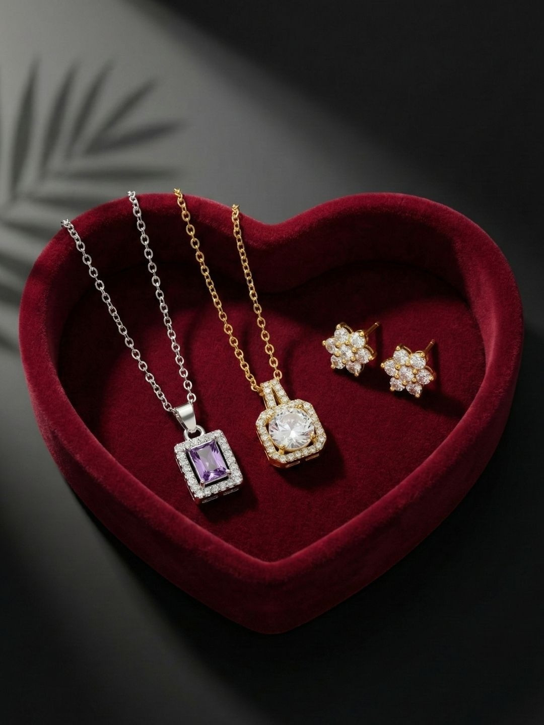SZN Set Of 2 Gold-Plated Stone Studded Jewellery Set