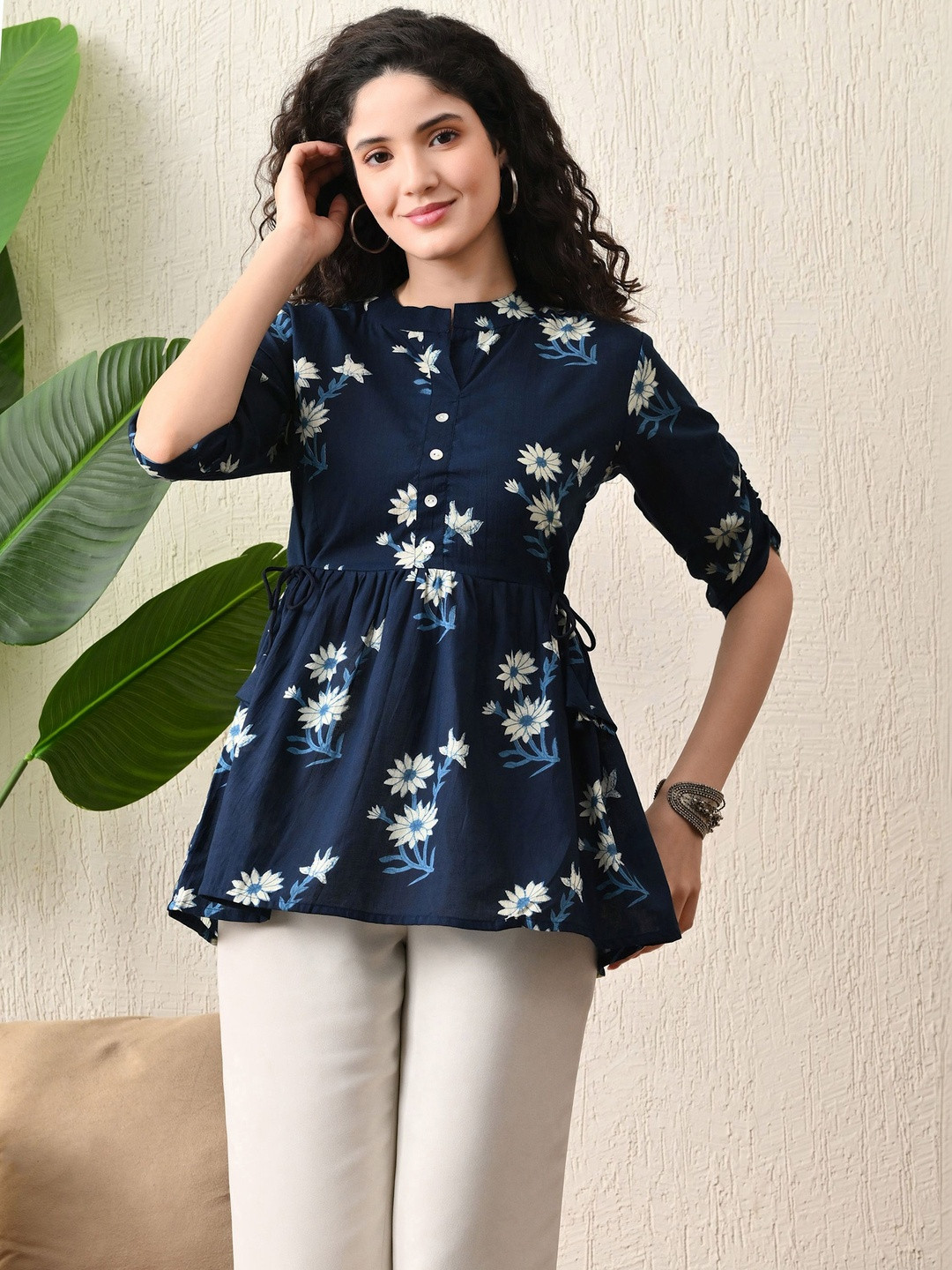 Tulsiram Mandarin Collar Printed Tunic