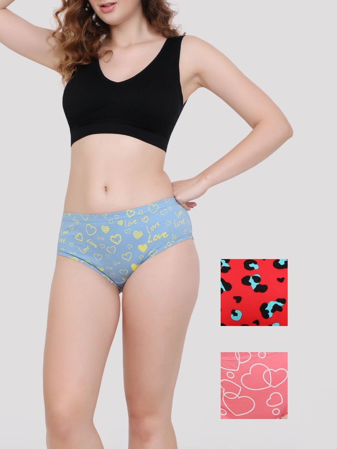 Glamoras Pack of 3 Printed Pure Cotton Hipster Briefs