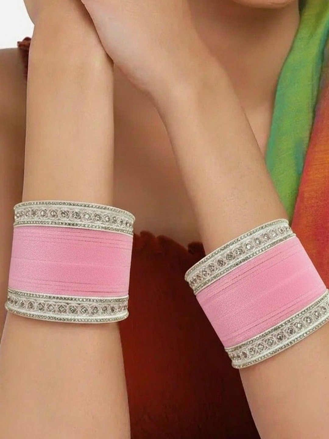 Weuva Love We Craft Set Of 44 Silver-Plated Stone Studded & Beads Bangle