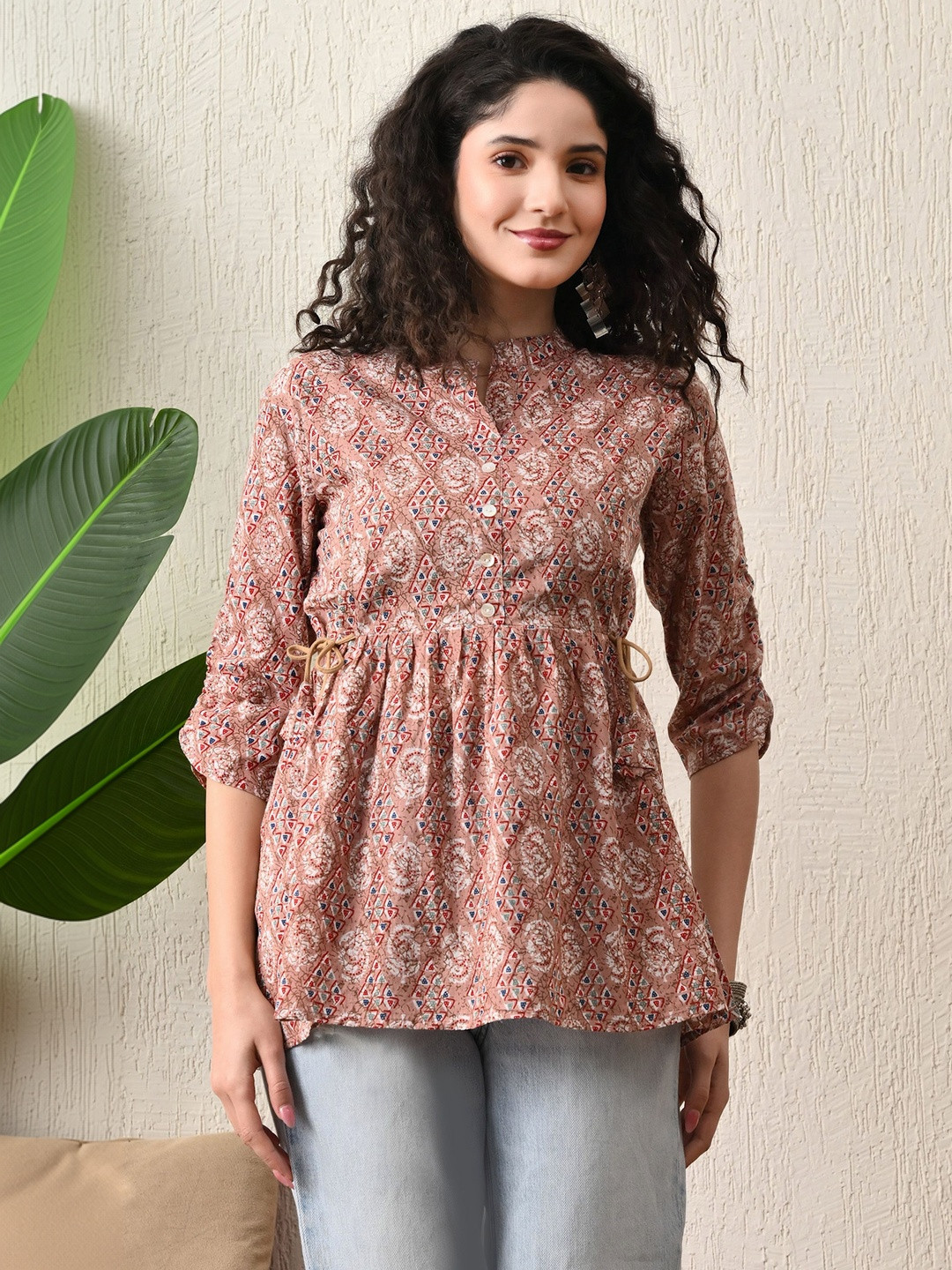 Tulsiram Mandarin Collar Printed Ethnic Tunic