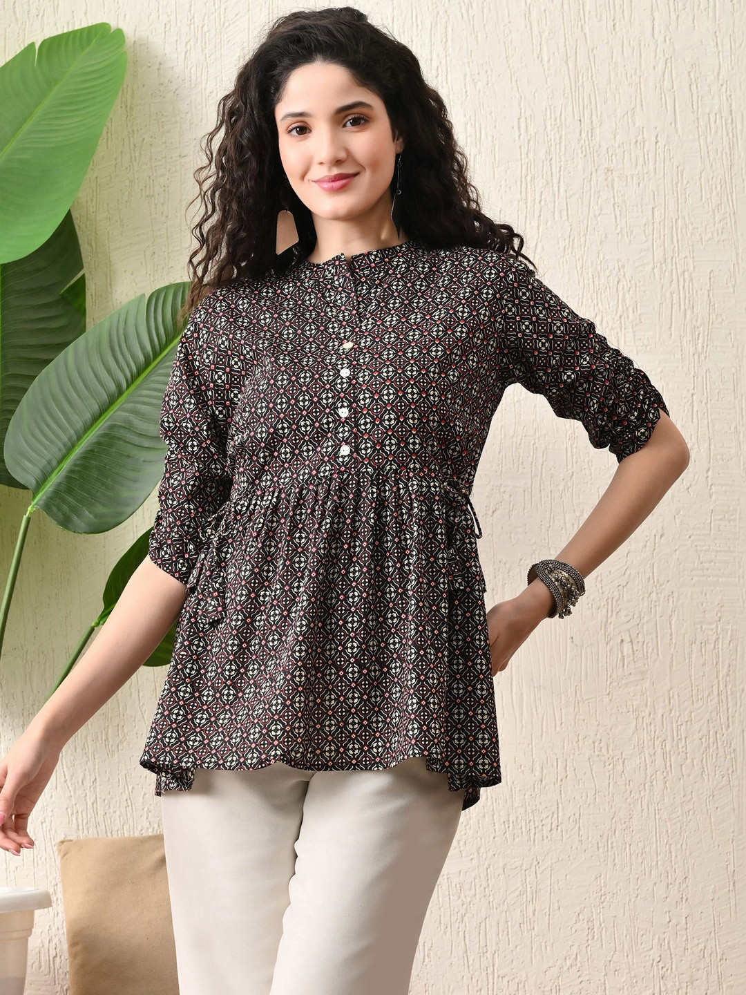 Tulsiram Mandarin Collar Printed Tunic