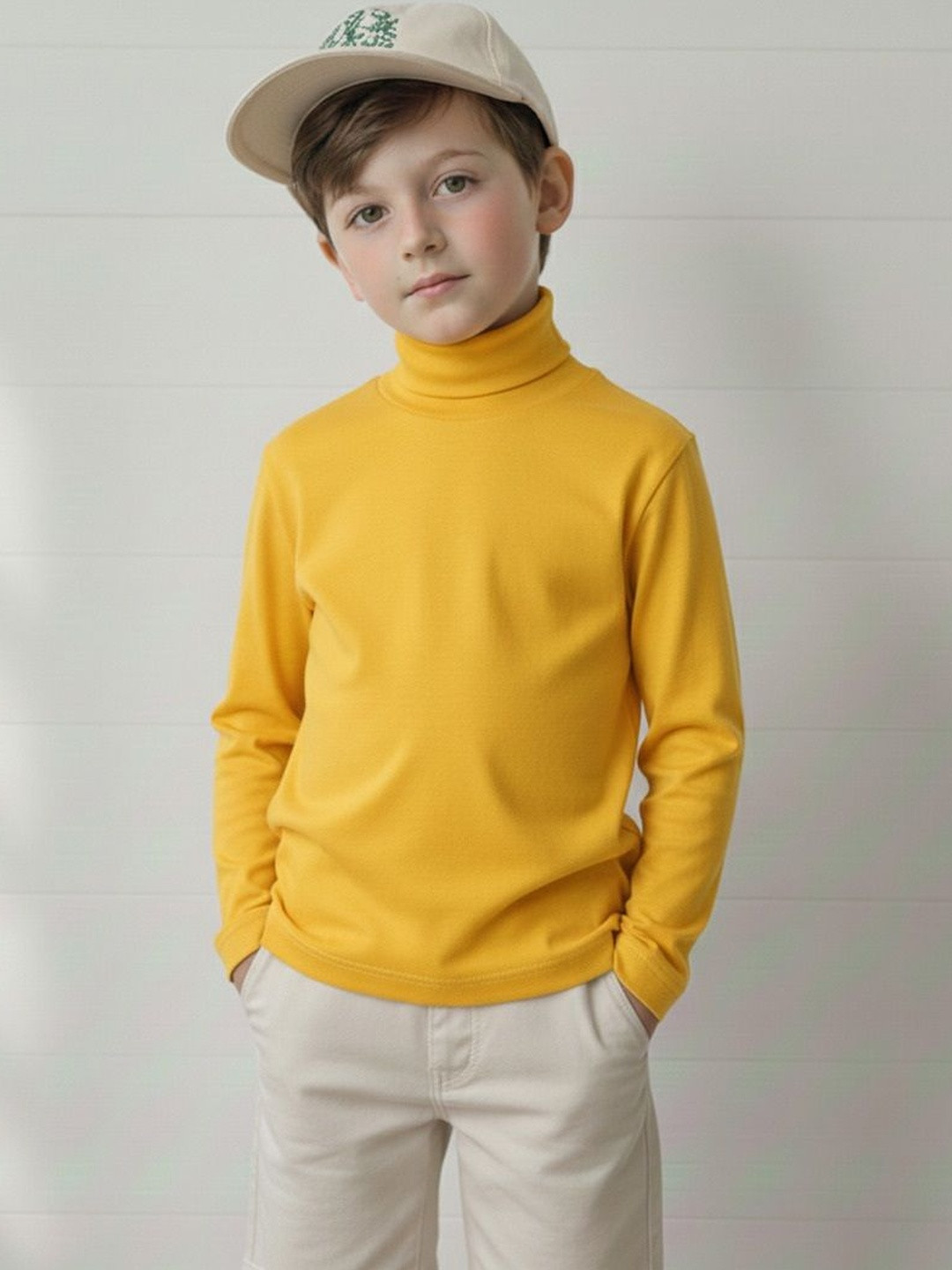 CLOTHIFY Boys Cotton High Neck Tshirts