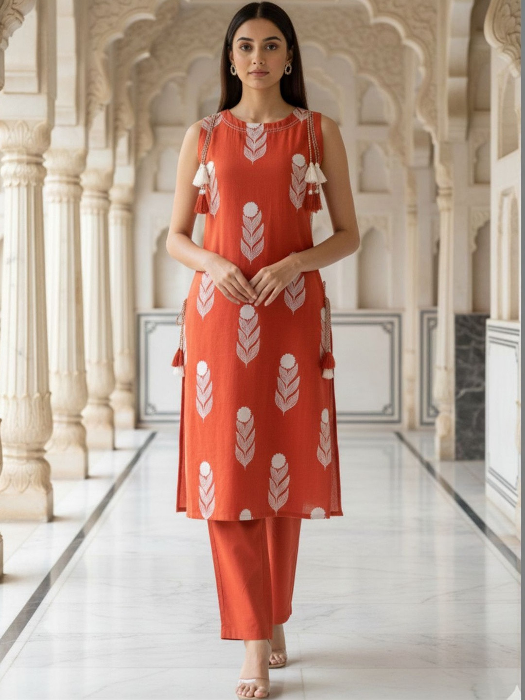 SZN Women Ethnic Motifs Printed Regular Pure Cotton Kurta with Trousers