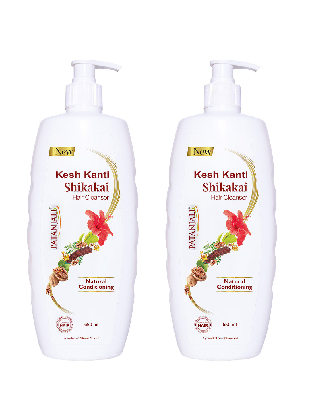 Patanjali Set Of 2 Kesh Kanti Shikakai Hair Cleanser For Natural Conditioning - 650ml Each