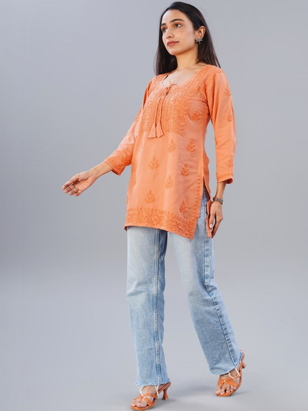 colorkosh Ethnic Motifs Embroidered Chikankari Chikankari Kurti