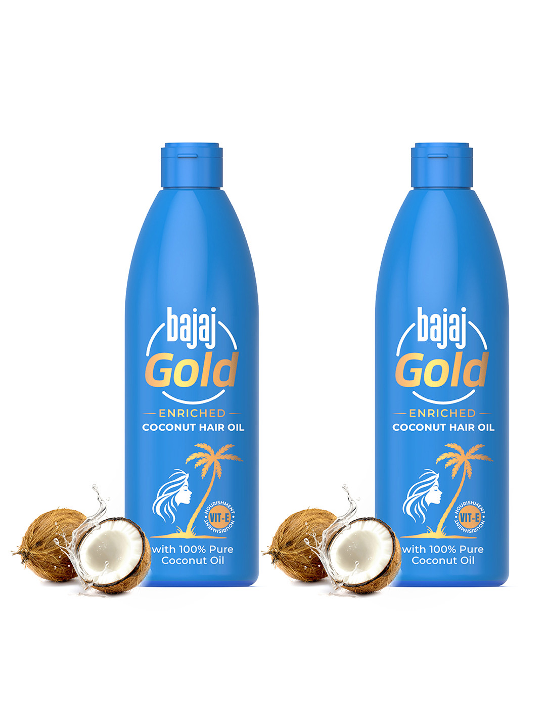 BAJAJ CONSUMER CARE Set of 2 Gold Enriched Coconut Hair Oil - 500 ml each
