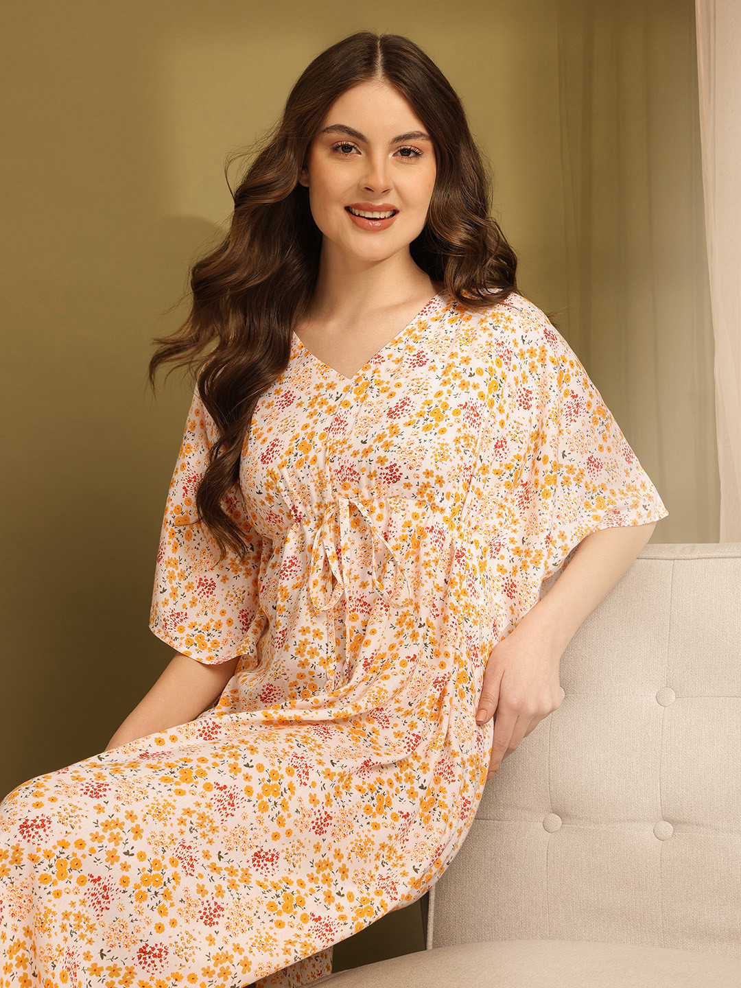 ETC Floral Printed Kaftan Style Nightdress