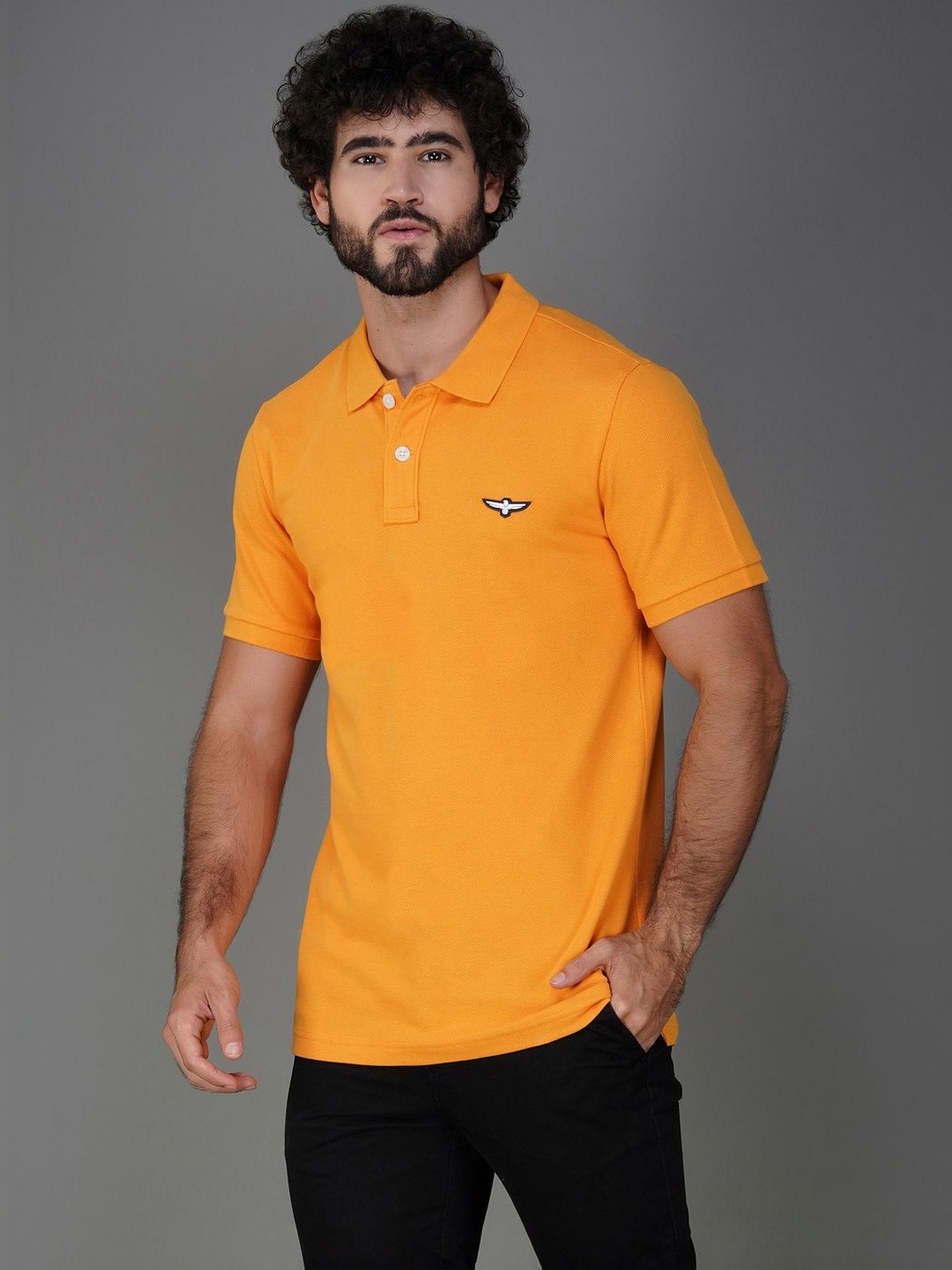 ZVEZDA Apricot Orange Pique Cotton Classic Polo Tshirts