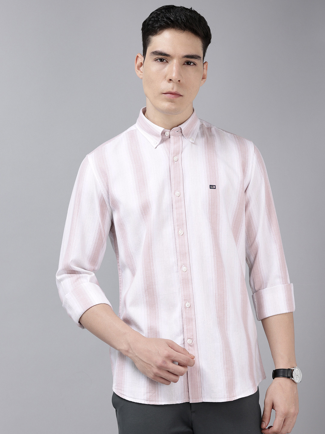 Arrow Sport Slim Fit Striped Pure Cotton Casual Shirt