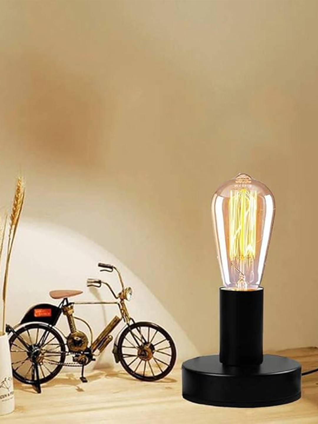 Homesake Black Metal Industrial Frusturical Shaped Table Lamp