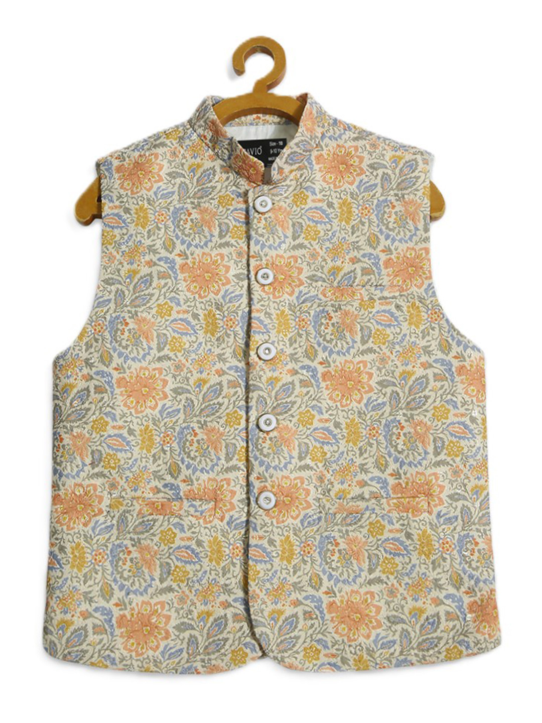 CAVIO Boys Printed Comfort Fit Pure Cotton Woven Nehru Jacket