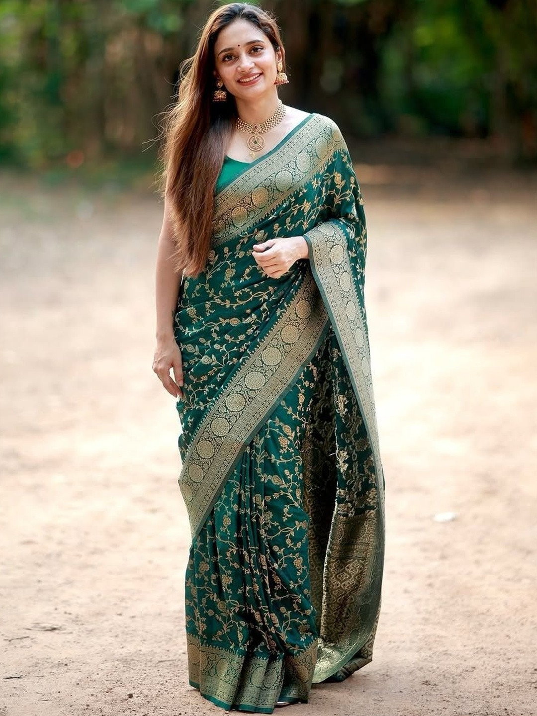 TEJAL ENTERPRISES Floral Zari Art Silk Kanjeevaram Saree