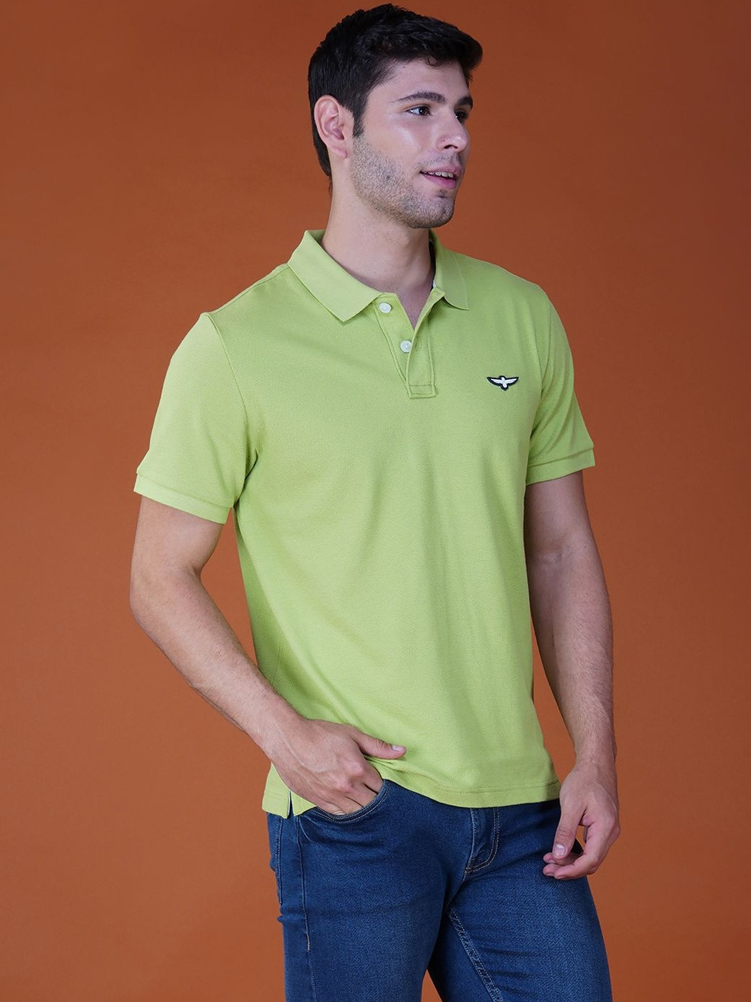 ZVEZDA Lime Green Pique Cotton Classic Men Polo T-shirt