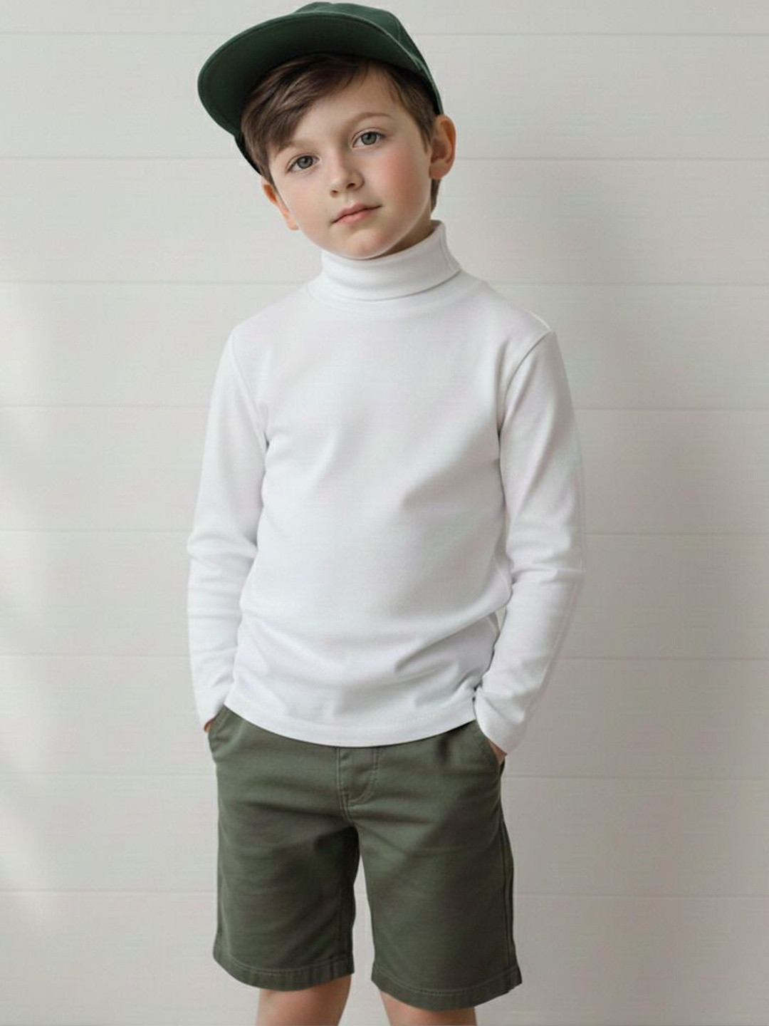 CLOTHIFY Boys Cotton High Neck Tshirts