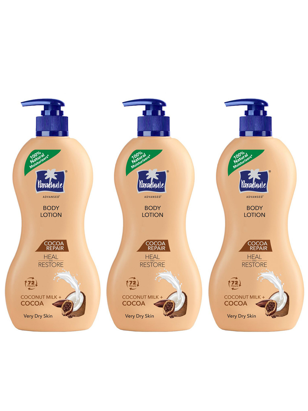 Parachute Set Of 3 Advansed Cocoa Repair Intense Moisture Body Lotion - 400ml Each