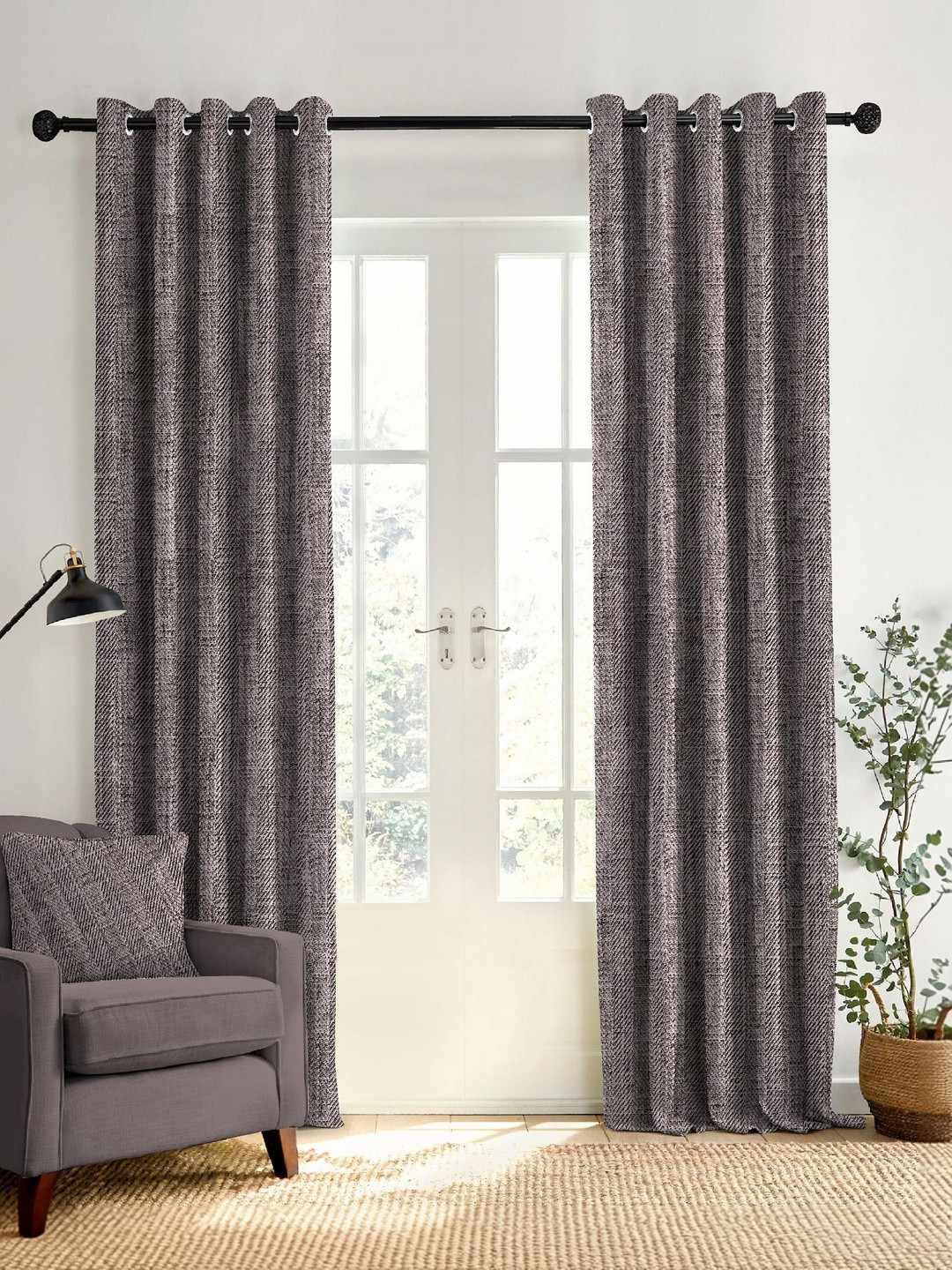 Nefertiti Home Multicoloured Set of 2 Black Out Door Curtain