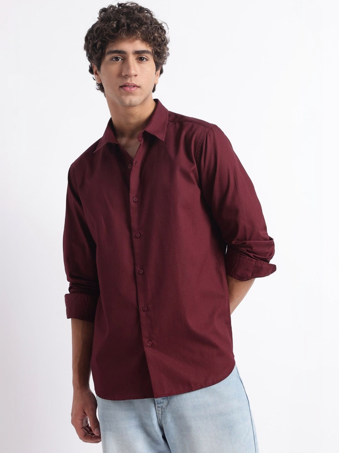 Blu MNKY Men Classic Slim Fit Casual Shirt