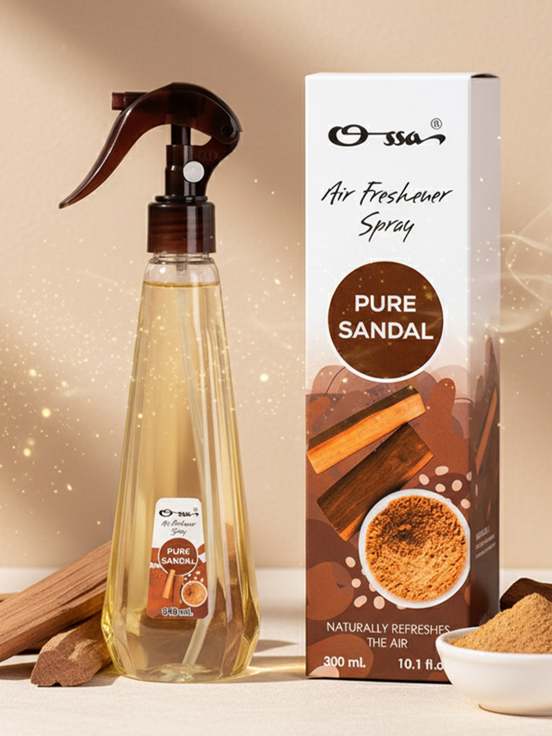 Ossa Brown Pure Sandal Long Lasting Air Freshener Spray - 300 ml