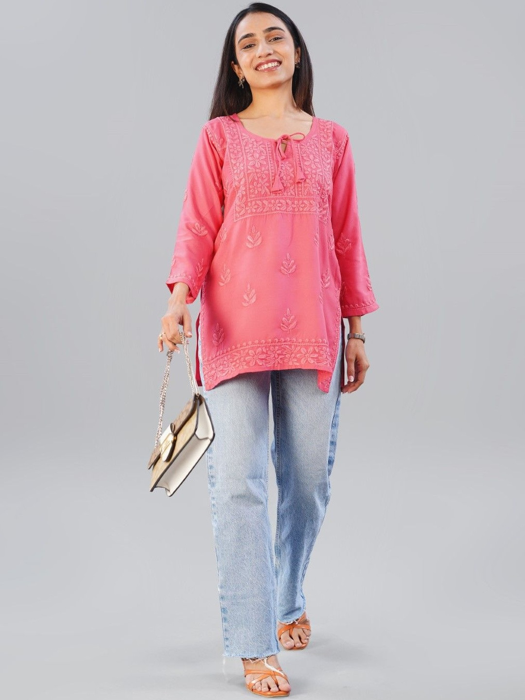 colorkosh Ethnic Motifs Embroidered Chikankari Chikankari Kurti
