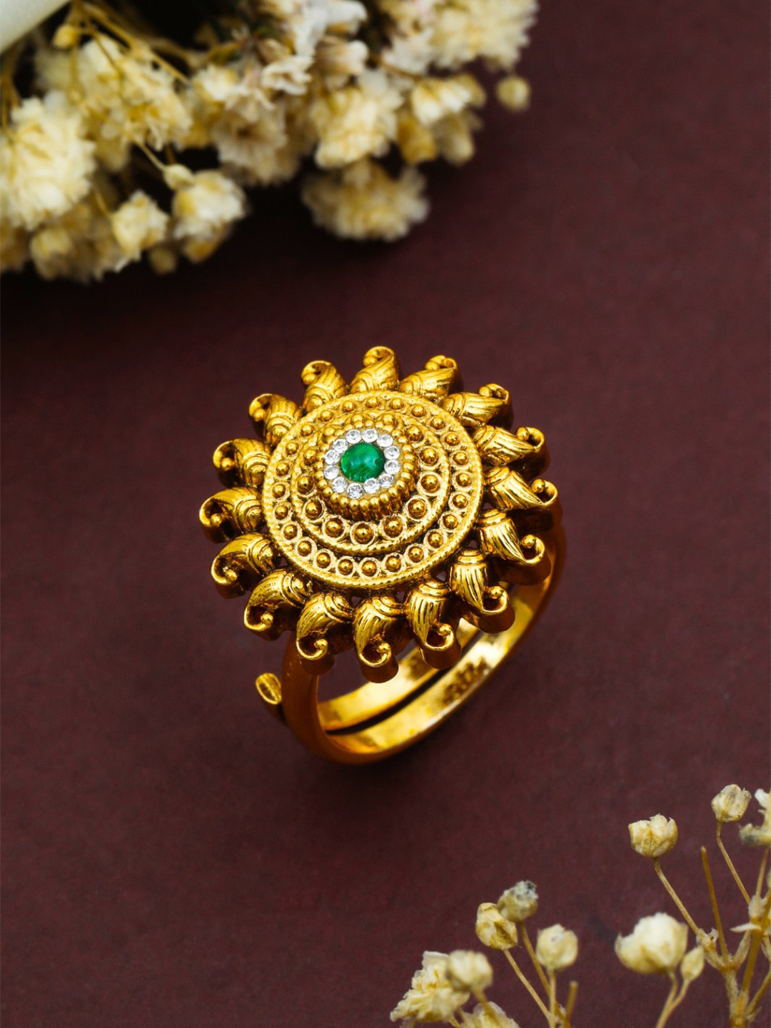 South Temple Jewellery Brass Artificial Stones Finger Ring