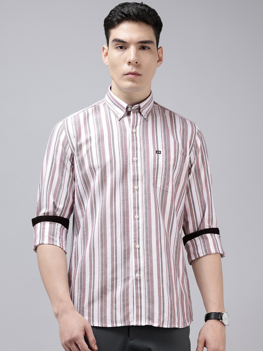 Arrow Sport Slim Fit Striped Pure Cotton Casual Shirt