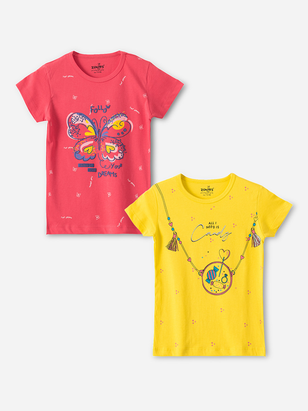 ZUNIORS SSC Kids-Unisex Pink Cotton Printed Tshirts