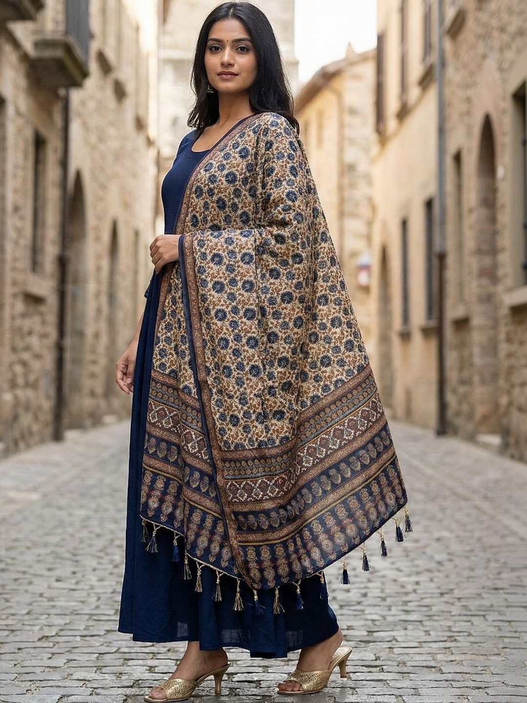 Kaizen TEXO FAB Ethnic Motifs Printed Chinon Dupatta