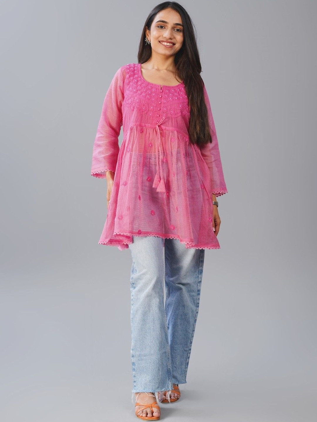 colorkosh Embroidered Chikankari Chikankari Empire Kurti