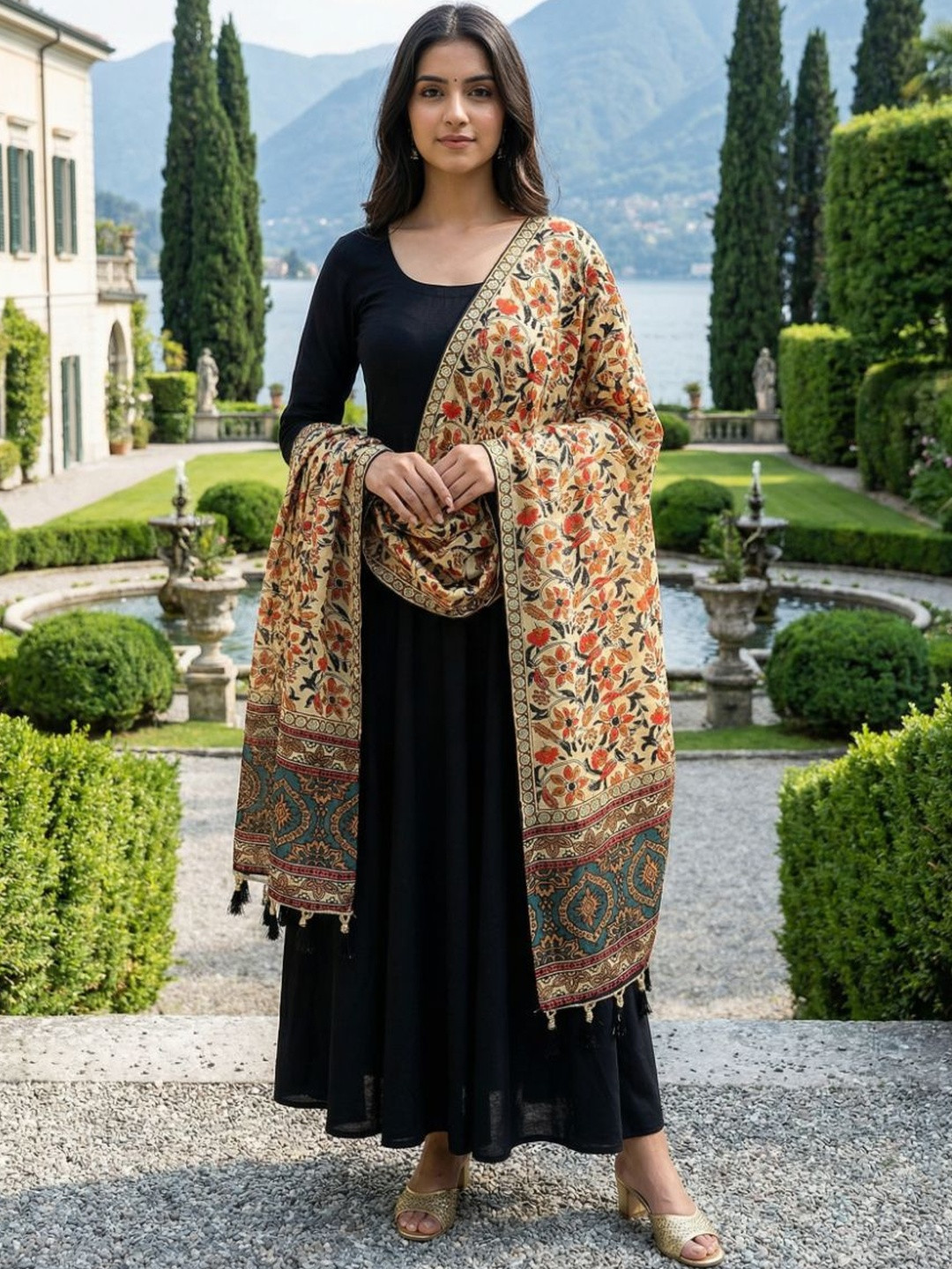 Kaizen TEXO FAB Ethnic Motifs Printed Chinon Dupatta