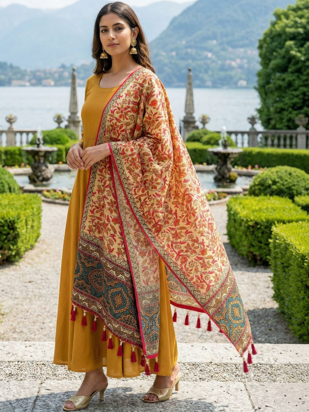 Kaizen TEXO FAB Ethnic Motifs Printed Chinon Dupatta