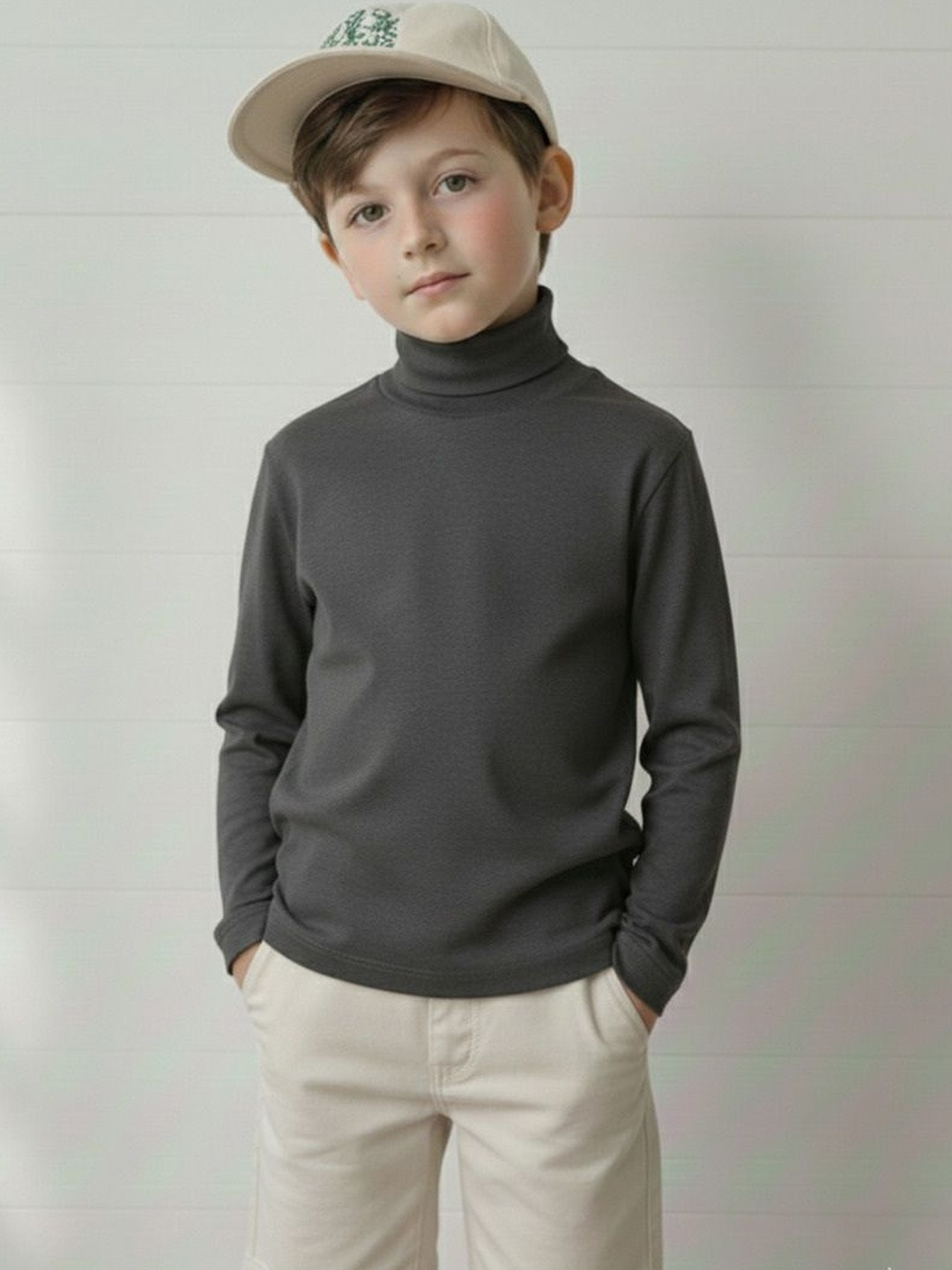 CLOTHIFY Boys Cotton High Neck Tshirts