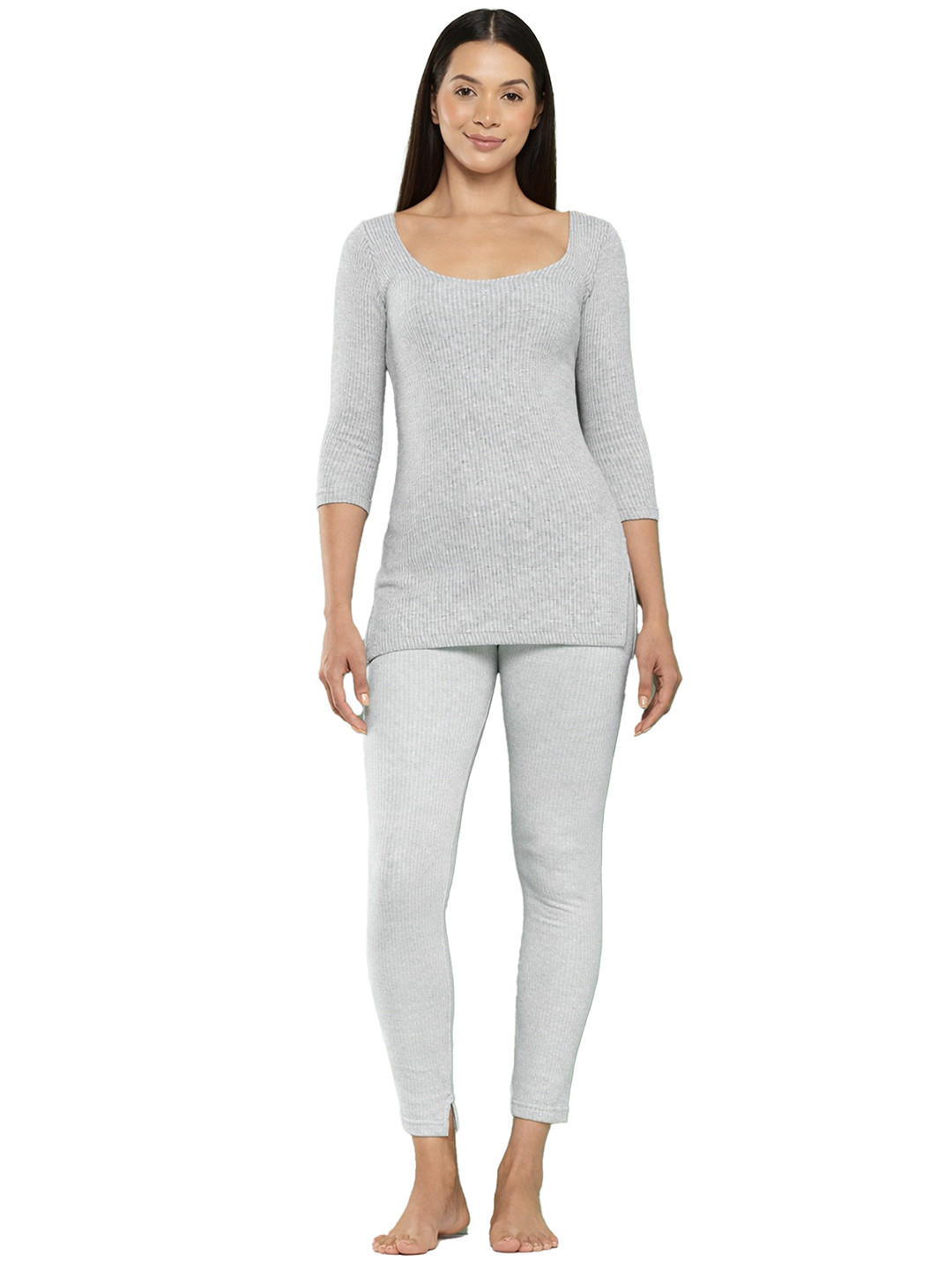 Leading Lady Striped Round Neck Thermal Set