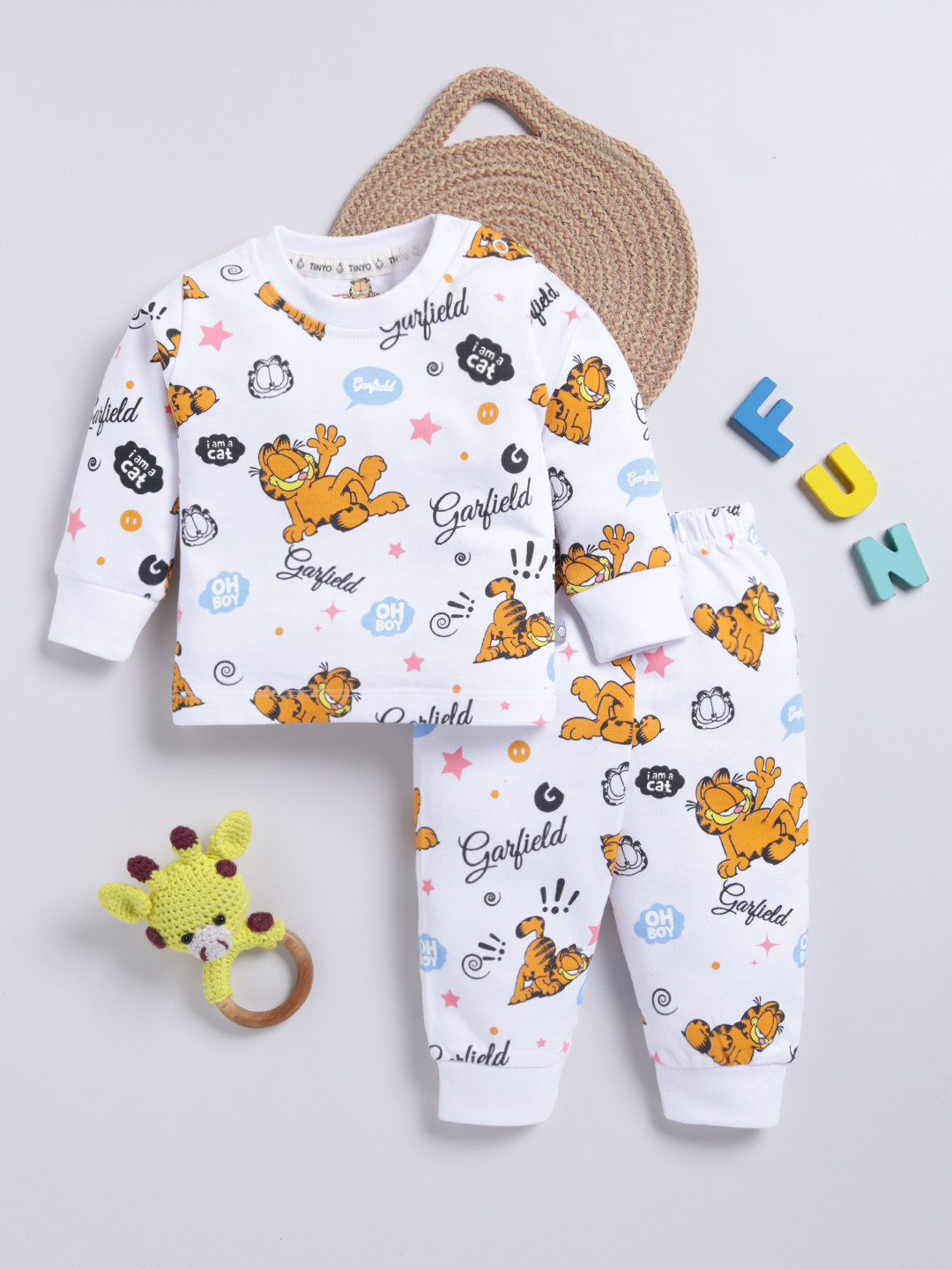 YK X Tinyo Boys Pure Cotton Printed T-shirt with Joggers