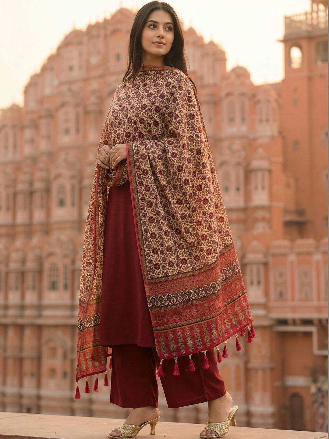 Kaizen TEXO FAB Ethnic Motifs Printed Chinon Dupatta
