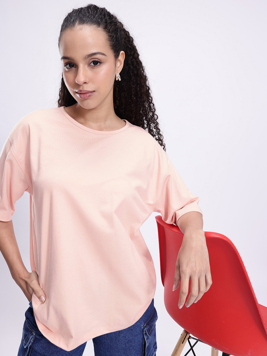 Kook N Keech Drop-Shoulder Sleeves Oversized Pure Cotton T-shirt