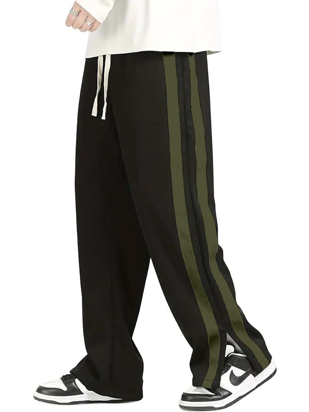 Mehrang Men Baggy Fit Side Stripes Track Pants