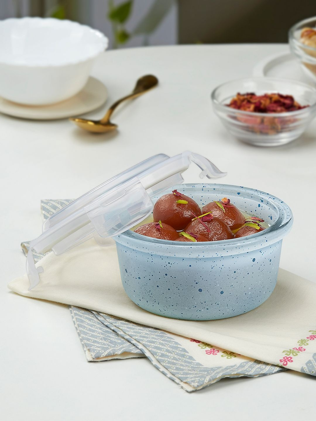 BOROSIL Blue 2025 Borosilicate Glass Dishwasher and Microwave Safe Fridge Container