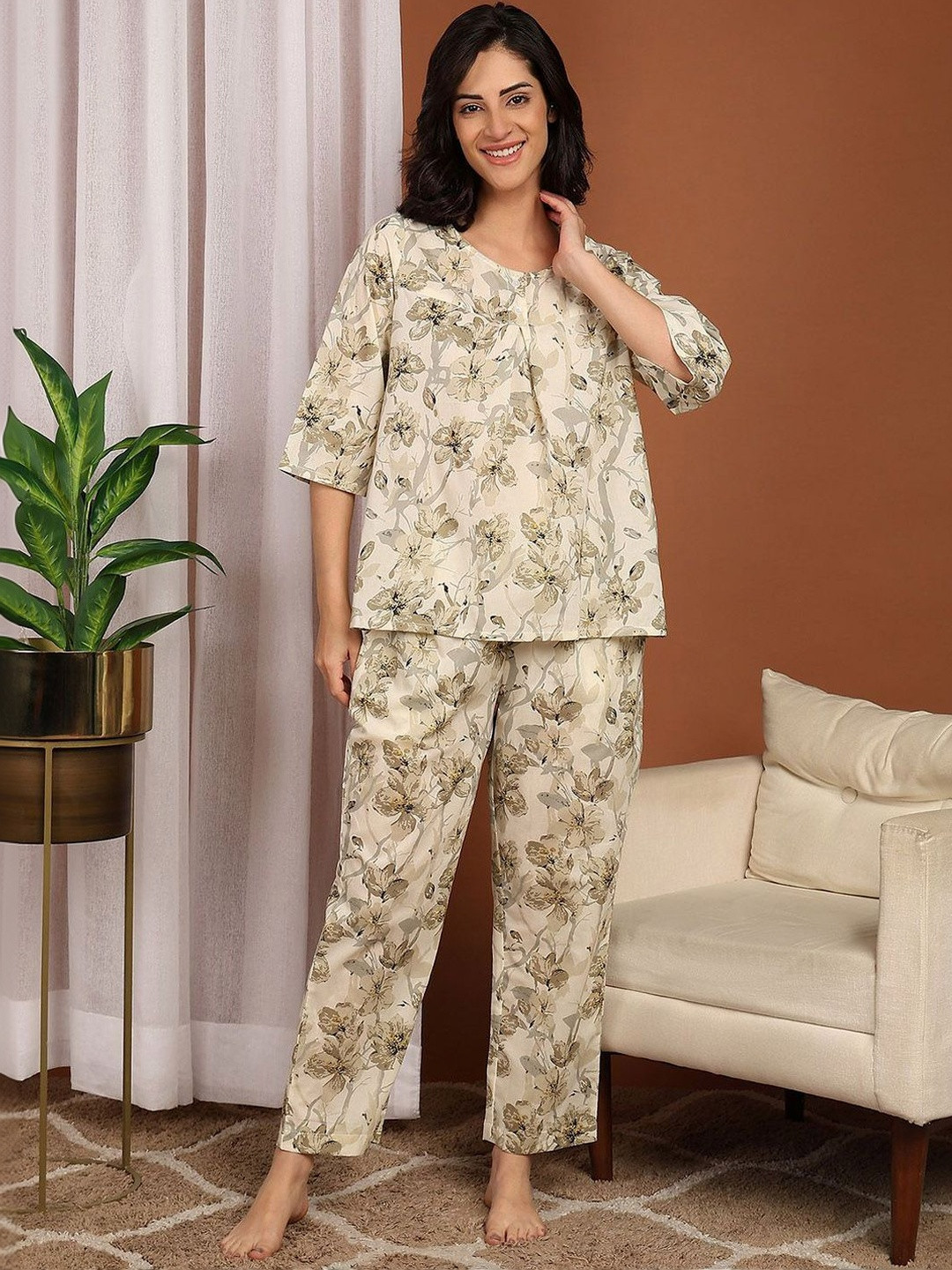 ELITRIX ETC Women Floral Printed Pure Cotton Night suit