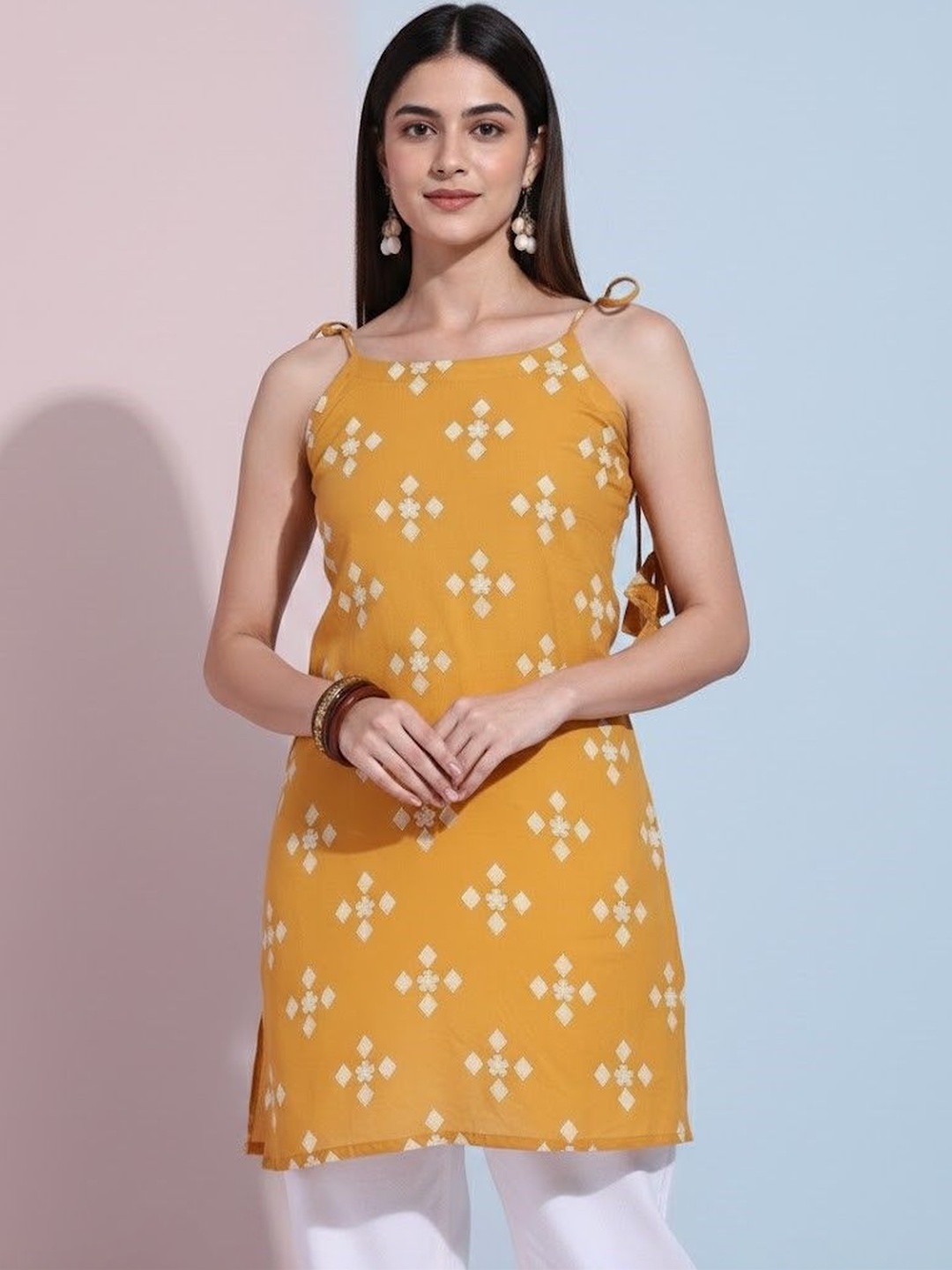 GULMEHAK Women Geometric Printed Cherry Red Kurta