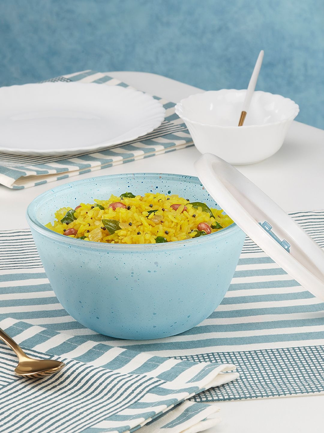 BOROSIL Blue 2025 1 Pieces Borosilicate Glass Dishwasher and Microwave Safe Serving Bowl