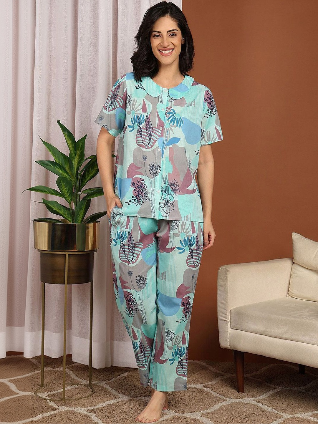 ELITRIX Women Printed Pure Cotton Night suit