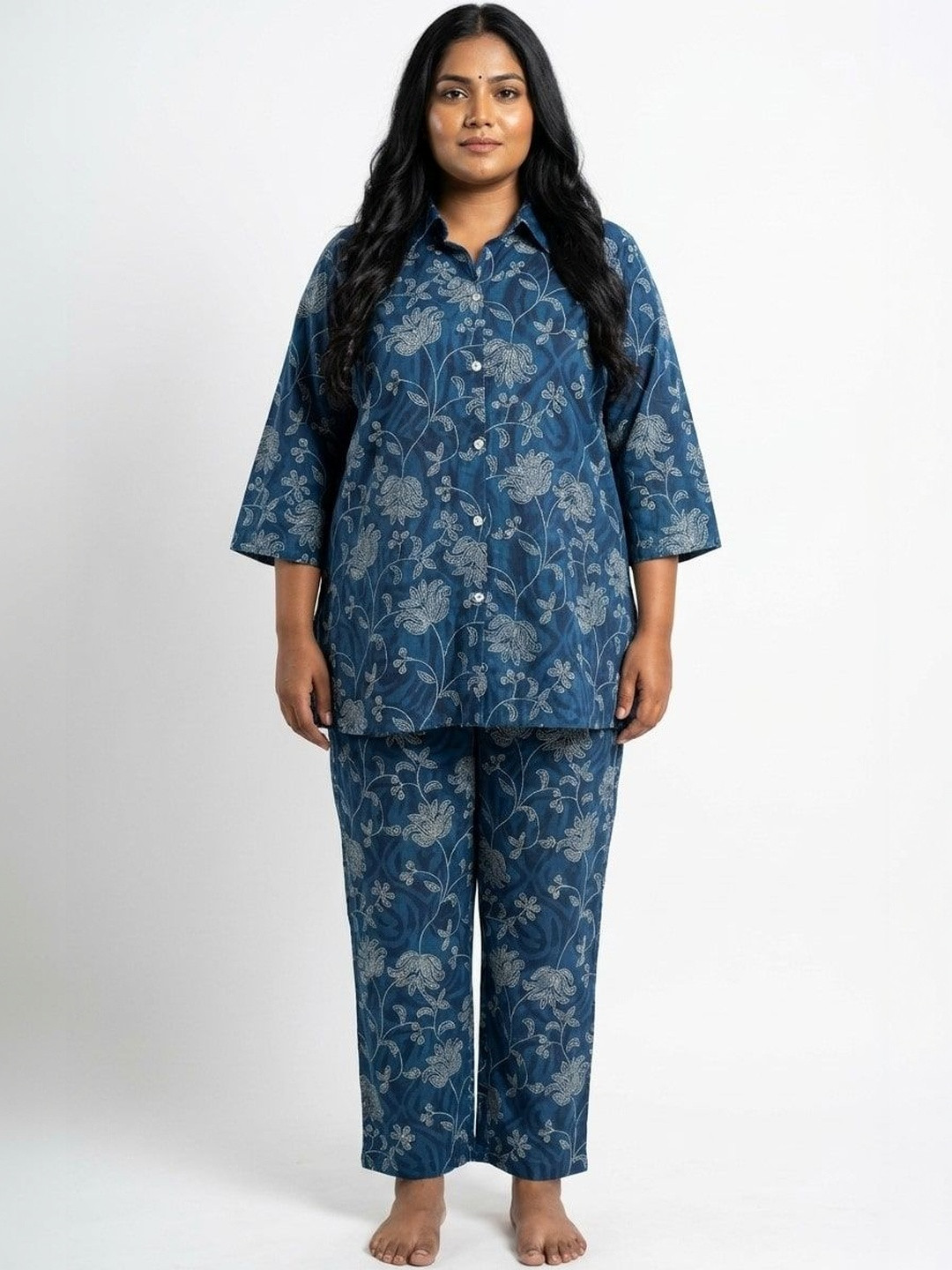 KALINI Plus Size Cotton Floral Print Co-ord Set