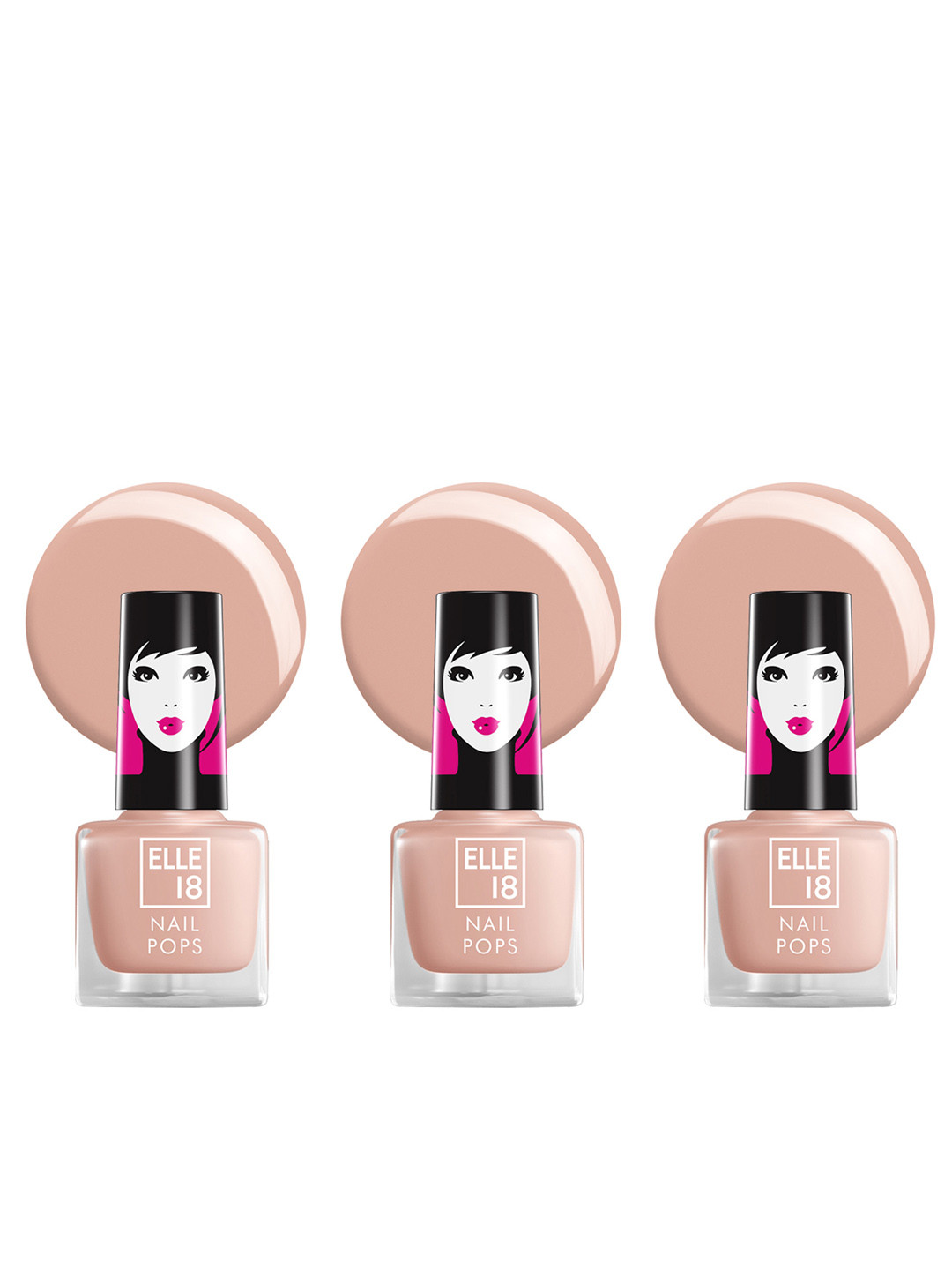 ELLE 18 Set of 3 Nail Pops Long Lasting Nail Color With Glossy Finish 5ml each- 178