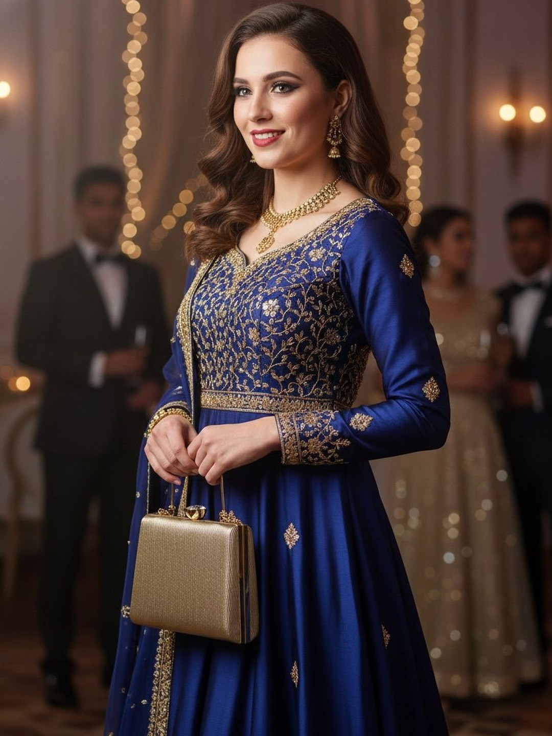 Purpleberry Amaira Golden Premium clutch bag